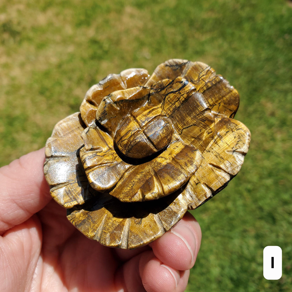 Small Flashy Tiger Eye Flower - Courage, Motivation, Confidence, Grounding, Energetic Protection, Energy - Crystal Rose Healing Gemstones