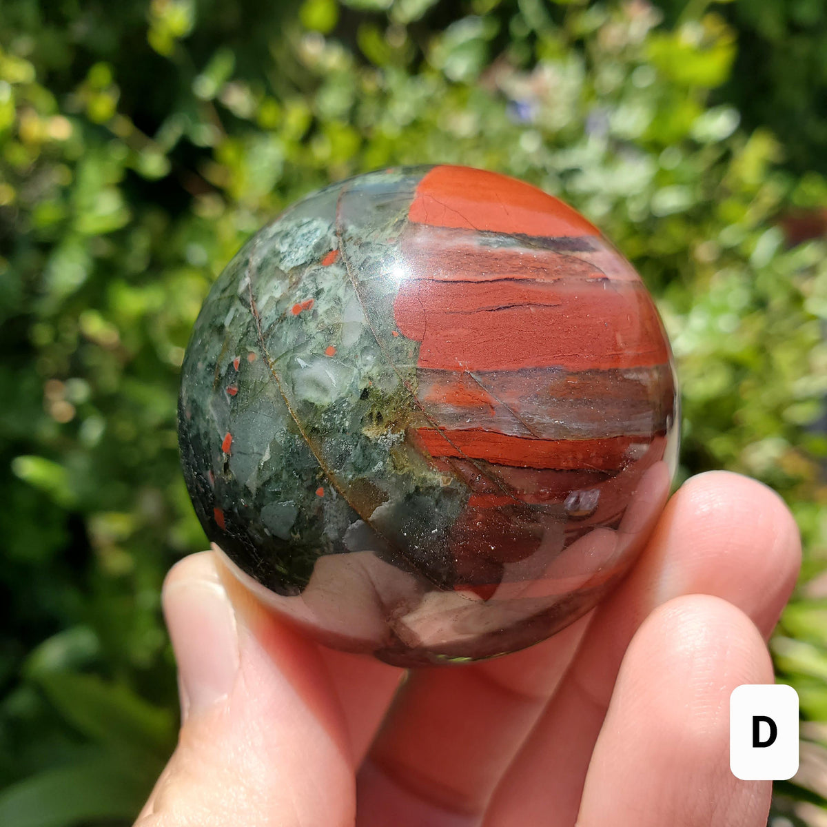 African Bloodstone Sphere - Calming, Grounding, Persistence, Courage - Black and Red Crystal Ball Healing Gemstone