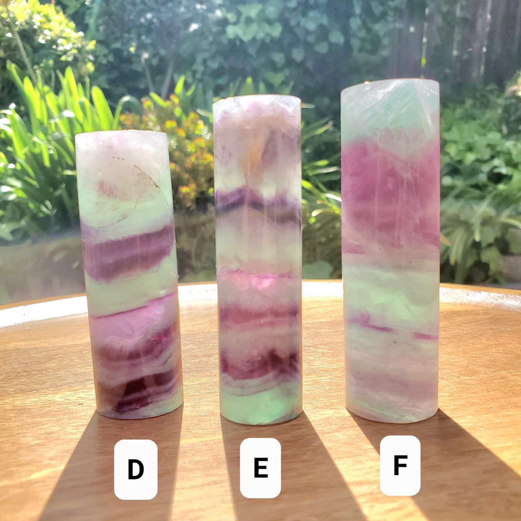 Rainbow Fluorite Harmonizer - Mental Clarity, Balance, Energetic Protection - Cylinder Purple Banded Fluorite Crystal Point Healing Gemstone