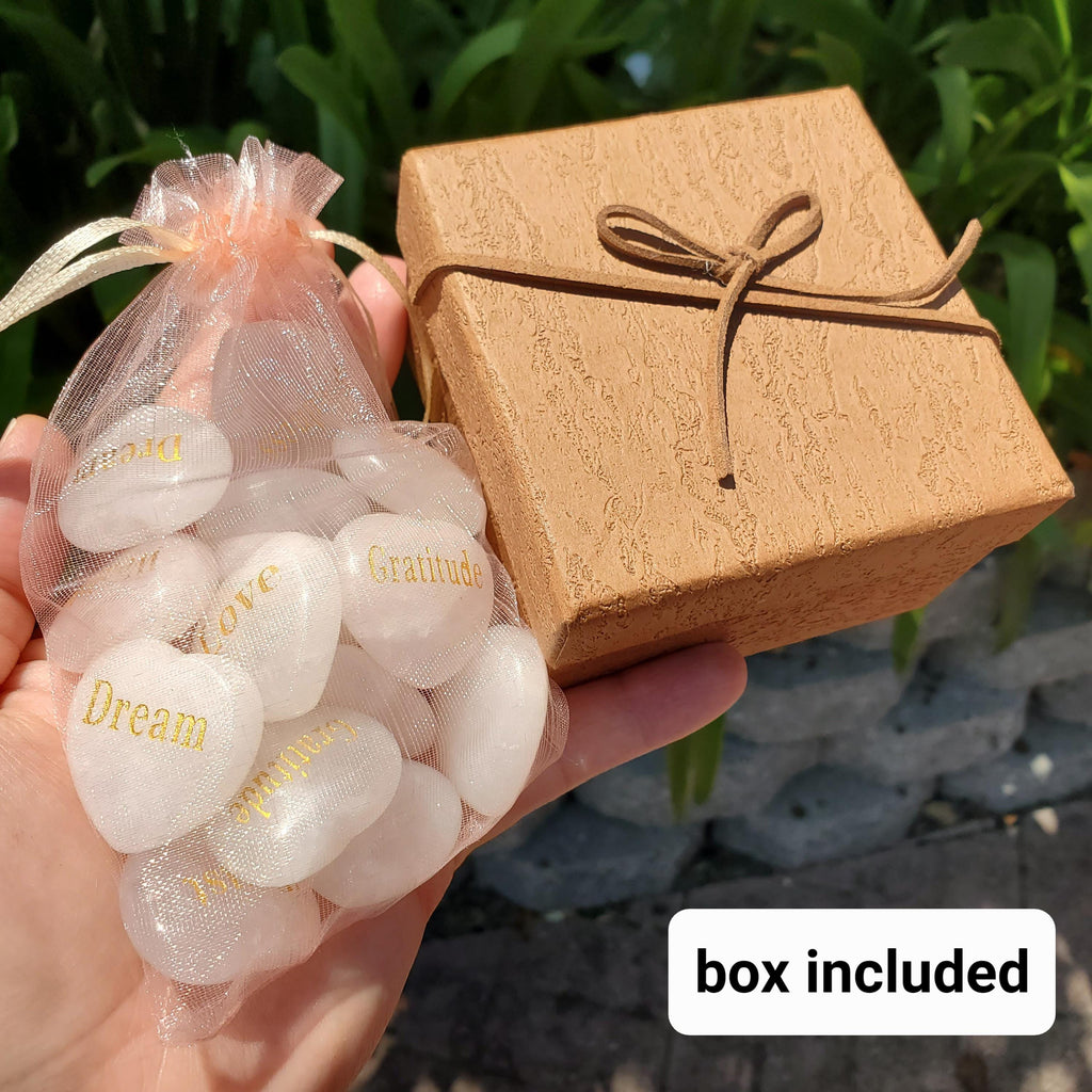 Motivational Memory Match Game with 9 Pairs of Engraved Rose Quartz Hearts - Unconditional Love, Compassion, Self Love - Cute Pink Hearts