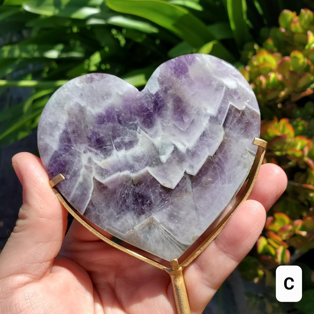 Dream Amethyst Heart on Stand - Calming, Energetic Protection, Positivity, Divine Love - Purple Amethyst Crystal Healing Statement