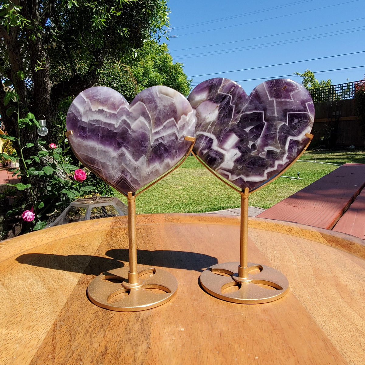 Dream Amethyst Heart on Stand - Calming, Energetic Protection, Positivity, Divine Love - Purple Amethyst Crystal Healing Statement