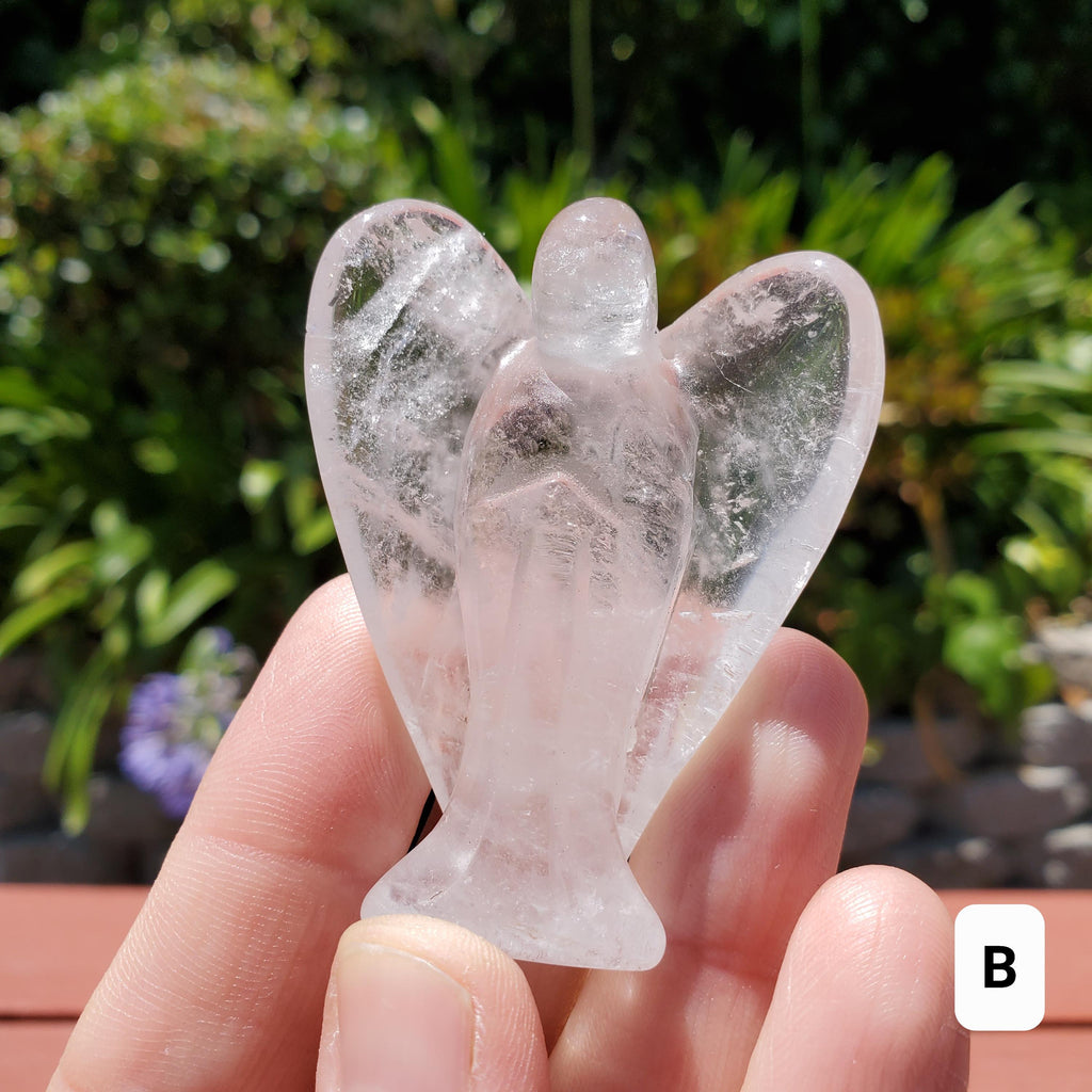 Clear Quartz Angel - Counteracts the Negative, Magnifies Positive Energy, Cleanses the Aura - Cute Angel Carved Crystal Healing Gemstone
