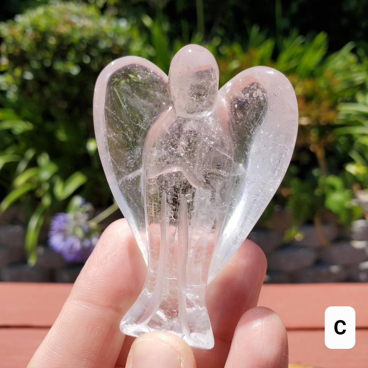 Clear Quartz Angel - Counteracts the Negative, Magnifies Positive Energy, Cleanses the Aura - Cute Angel Carved Crystal Healing Gemstone