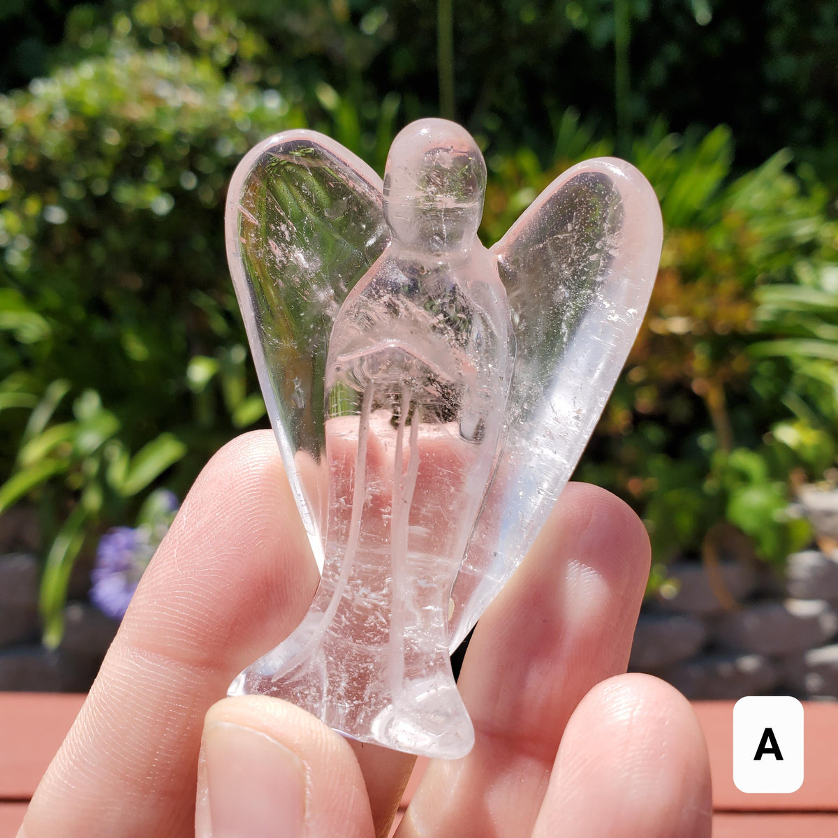 Clear Quartz Angel - Counteracts the Negative, Magnifies Positive Energy, Cleanses the Aura - Cute Angel Carved Crystal Healing Gemstone