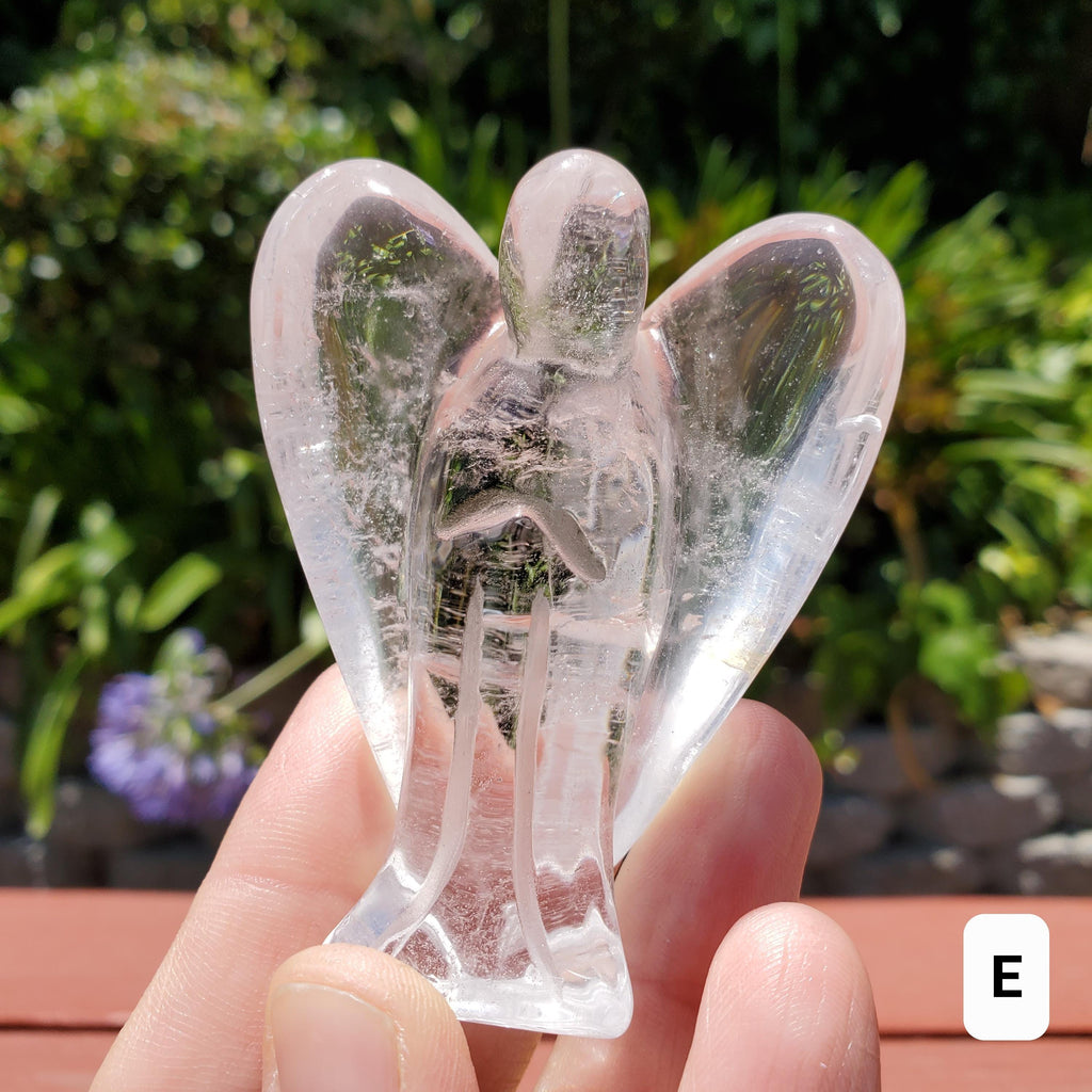 Clear Quartz Angel - Counteracts the Negative, Magnifies Positive Energy, Cleanses the Aura - Cute Angel Carved Crystal Healing Gemstone