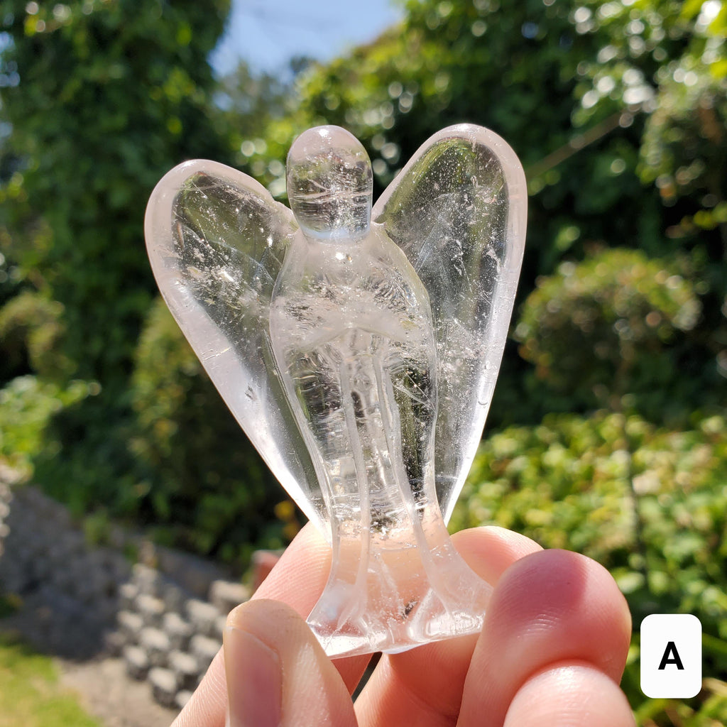 Clear Quartz Angel - Counteracts the Negative, Magnifies Positive Energy, Cleanses the Aura - Cute Angel Carved Crystal Healing Gemstone