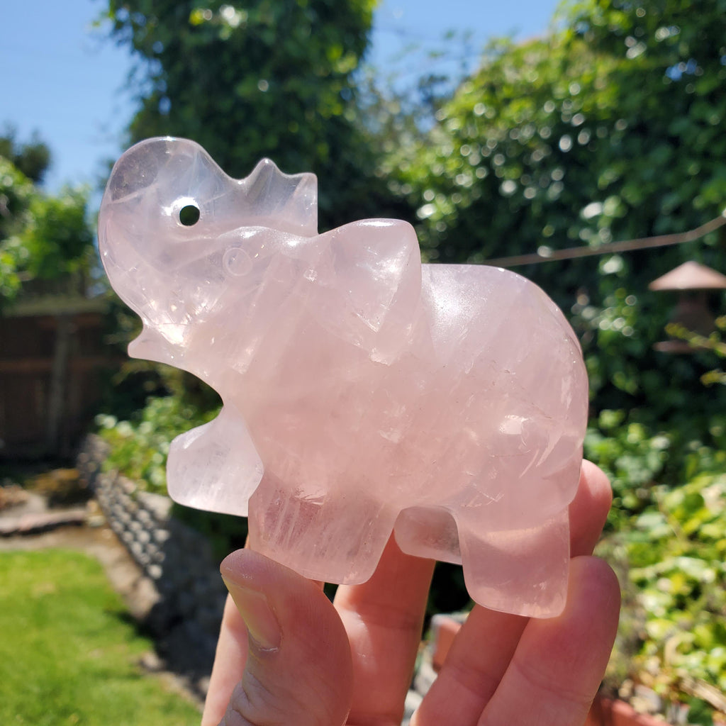 Cute Rose Quartz Elephant - Unconditional Love, Compassion, Forgiveness - Pink Crystal Elephant Healing Crystals Gemstones