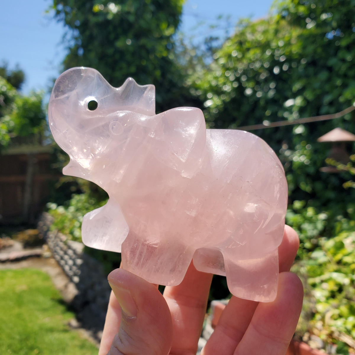 Cute Rose Quartz Elephant - Unconditional Love, Compassion, Forgiveness - Pink Crystal Elephant Healing Crystals Gemstones