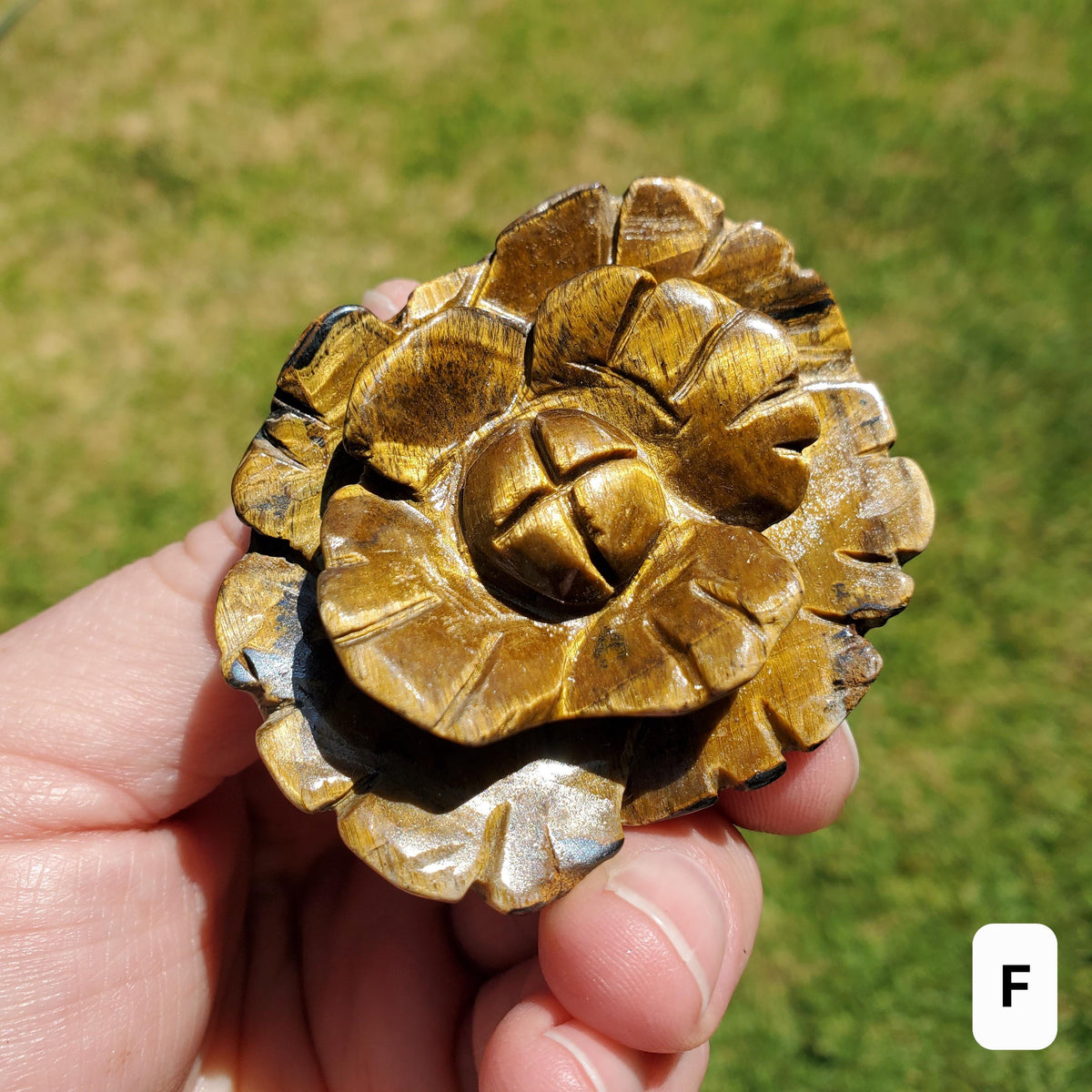 Small Flashy Tiger Eye Flower - Courage, Motivation, Confidence, Grounding, Energetic Protection, Energy - Crystal Rose Healing Gemstones