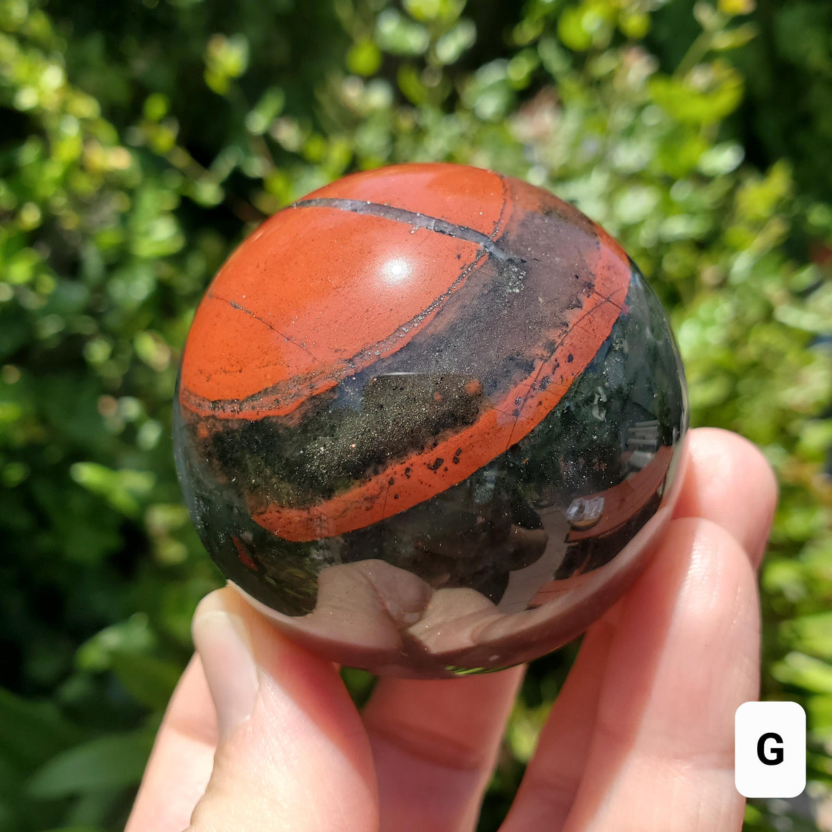 African Bloodstone Sphere - Calming, Grounding, Persistence, Courage - Black and Red Crystal Ball Healing Gemstone