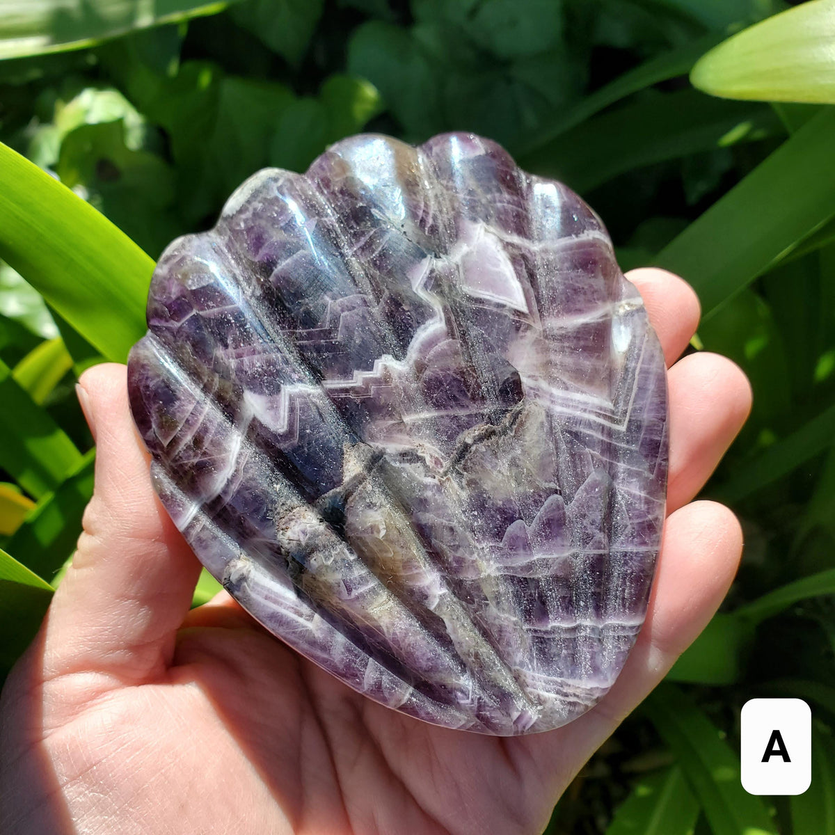 Dream Amethyst Seashell Mirror - Calming, Energetic Protection, Positivity, Divine Love - Amethyst Crystal Mirror for Vanity, Bathroom