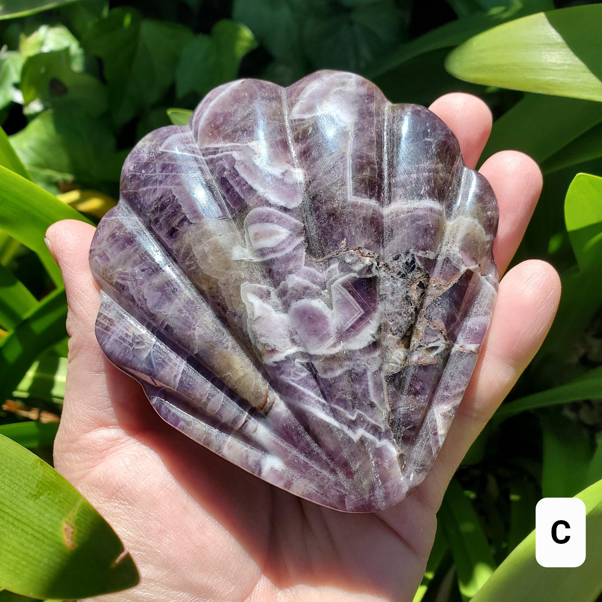 Dream Amethyst Seashell Mirror - Calming, Energetic Protection, Positivity, Divine Love - Amethyst Crystal Mirror for Vanity, Bathroom
