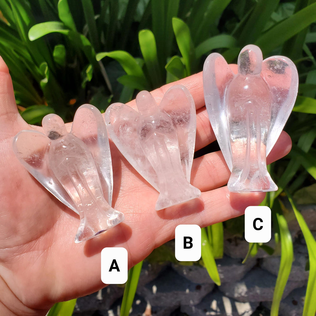 Clear Quartz Angel - Counteracts the Negative, Magnifies Positive Energy, Cleanses the Aura - Cute Angel Carved Crystal Healing Gemstone