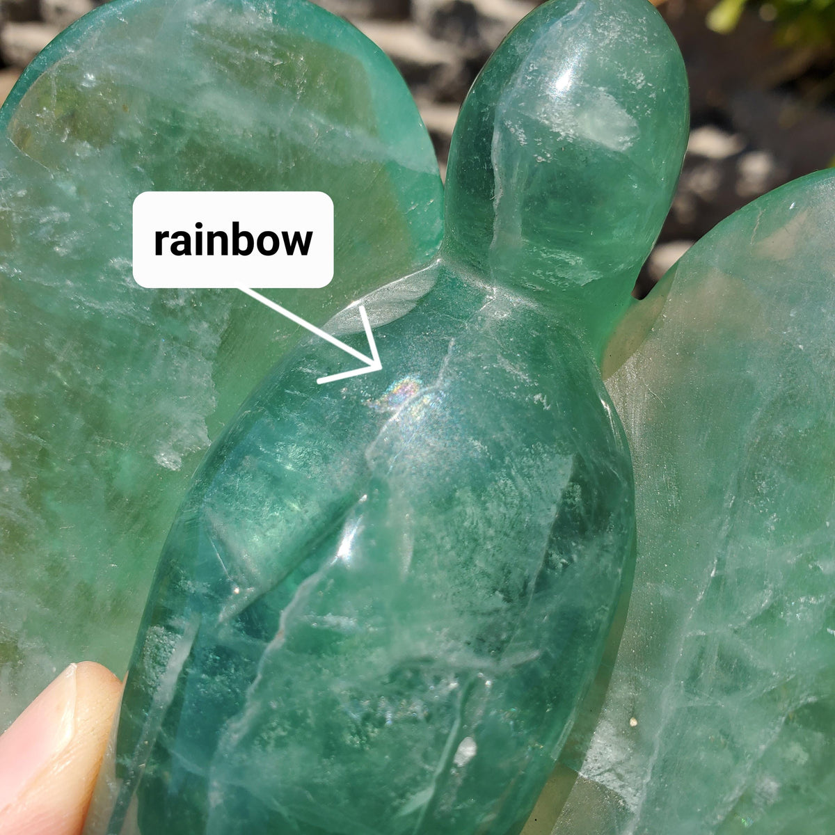 Big Green Fluorite Angel - The Genius Stone, Mental Concentration, Clears Negativity - Fluorite Healing Statement