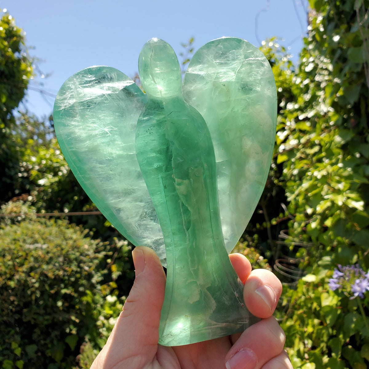 Big Green Fluorite Angel - The Genius Stone, Mental Concentration, Clears Negativity - Fluorite Healing Statement