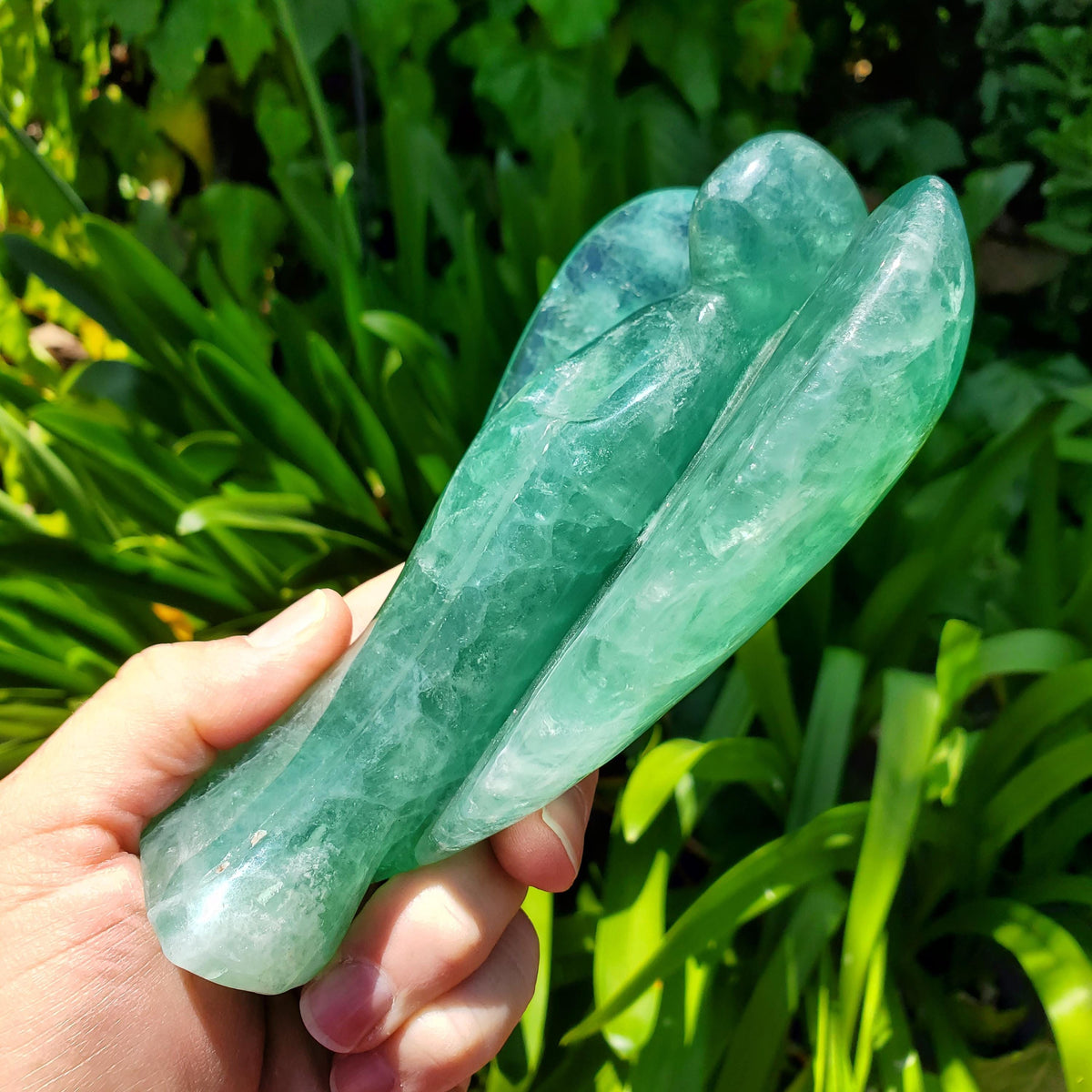 Big Green Fluorite Angel - The Genius Stone, Mental Concentration, Clears Negativity - Fluorite Healing Statement