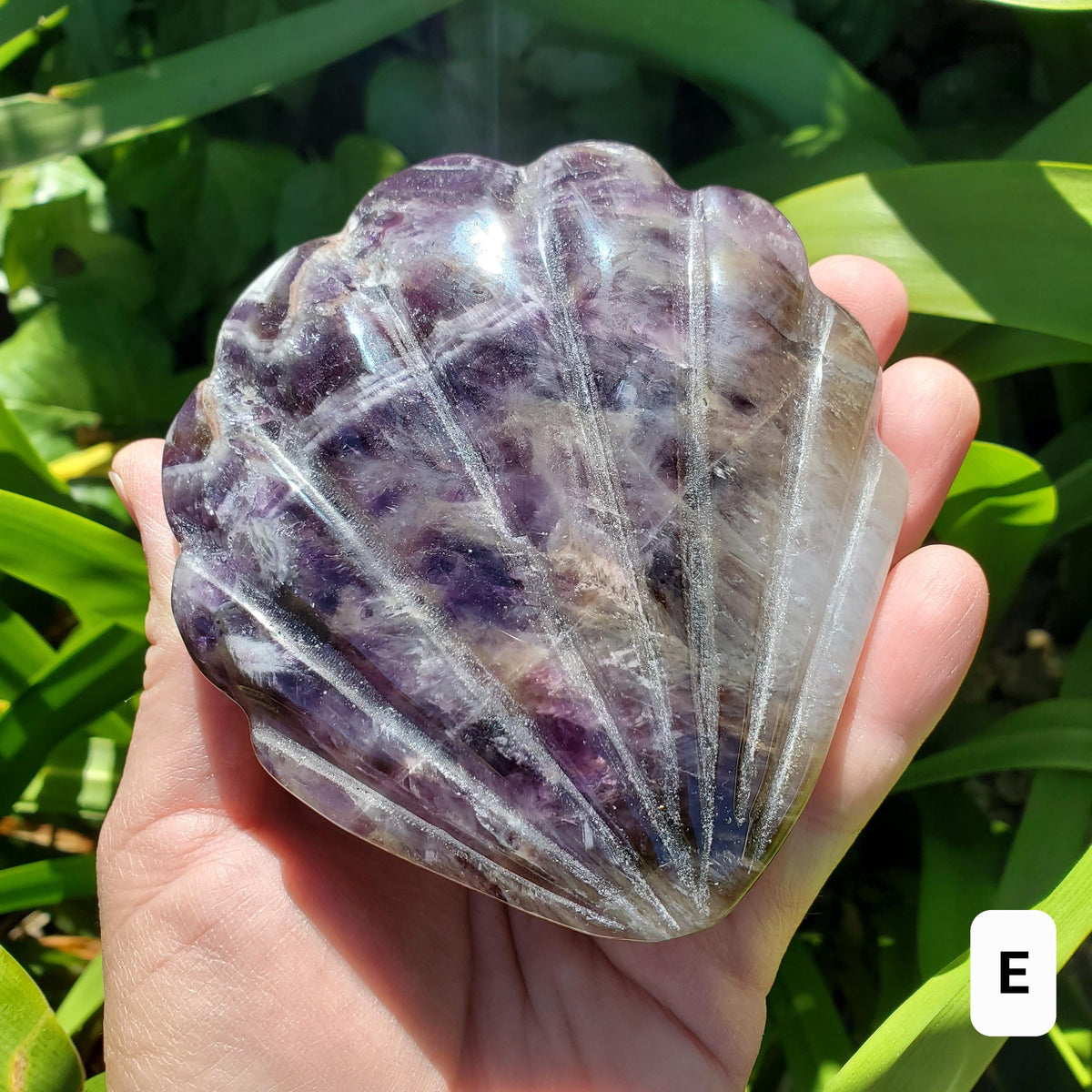 Dream Amethyst Seashell Mirror - Calming, Energetic Protection, Positivity, Divine Love - Amethyst Crystal Mirror for Vanity, Bathroom
