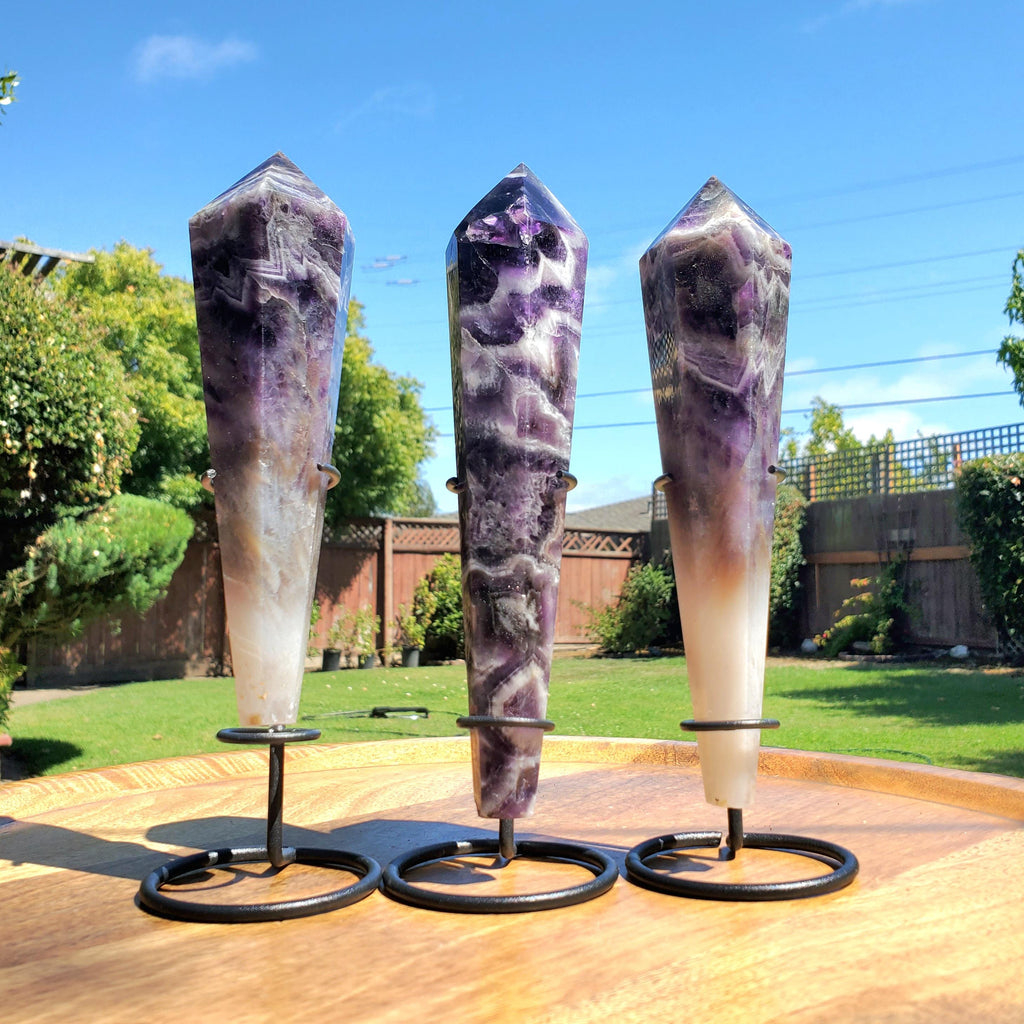 Dream Amethyst Wand with Stand - Calming, Energetic Protection, Positivity, Divine Love - Purple Amethyst Generator Crystal Healing Gemstone