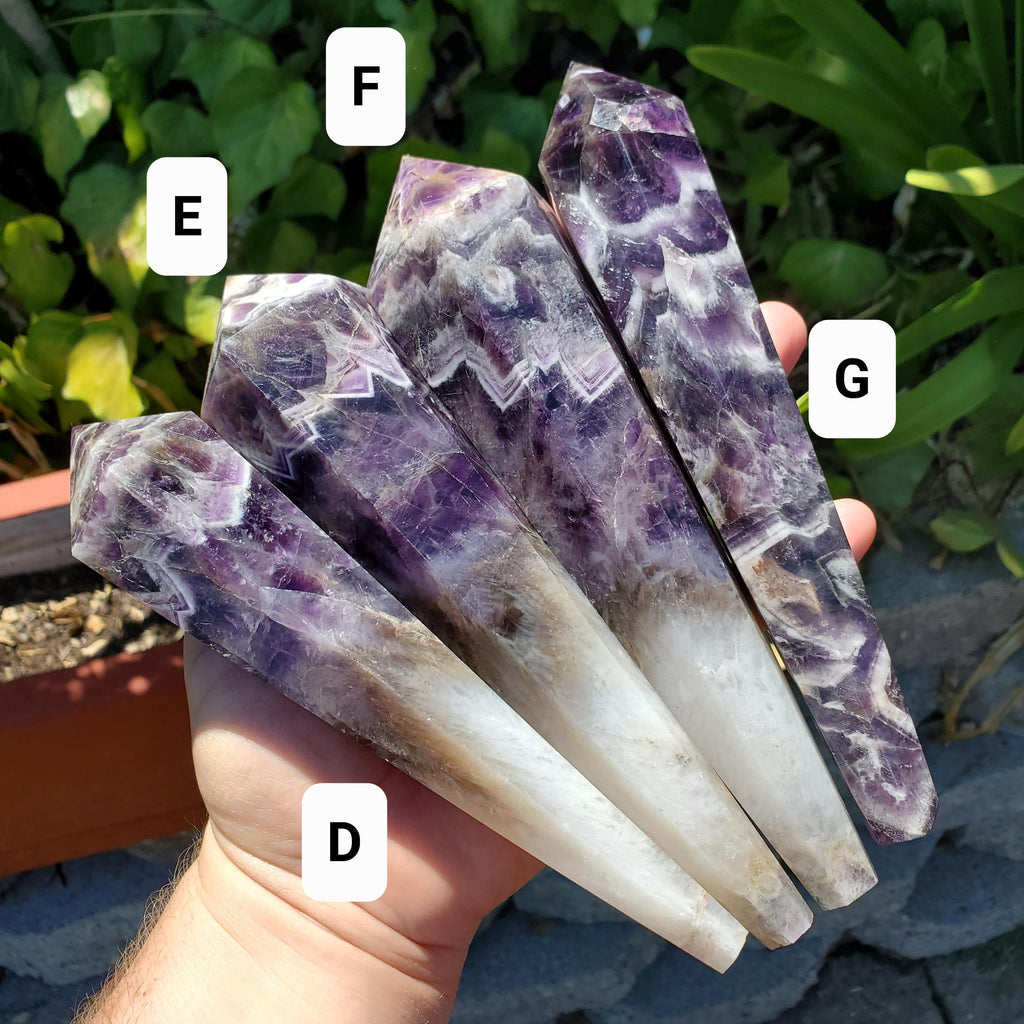 Dream Amethyst Wand with Stand - Calming, Energetic Protection, Positivity, Divine Love - Purple Amethyst Generator Crystal Healing Gemstone