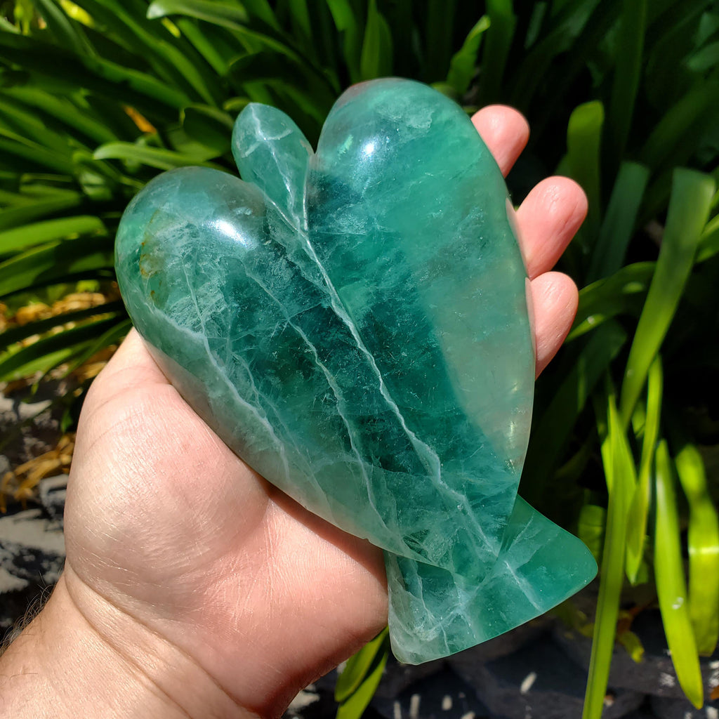Big Green Fluorite Angel - The Genius Stone, Mental Concentration, Clears Negativity - Fluorite Healing Statement