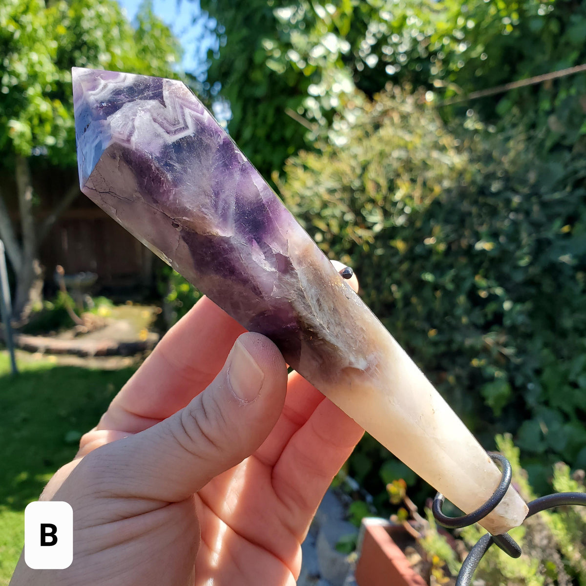 Dream Amethyst Wand with Stand - Calming, Energetic Protection, Positivity, Divine Love - Purple Amethyst Generator Crystal Healing Gemstone