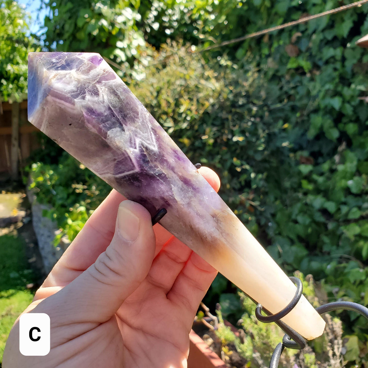 Dream Amethyst Wand with Stand - Calming, Energetic Protection, Positivity, Divine Love - Purple Amethyst Generator Crystal Healing Gemstone