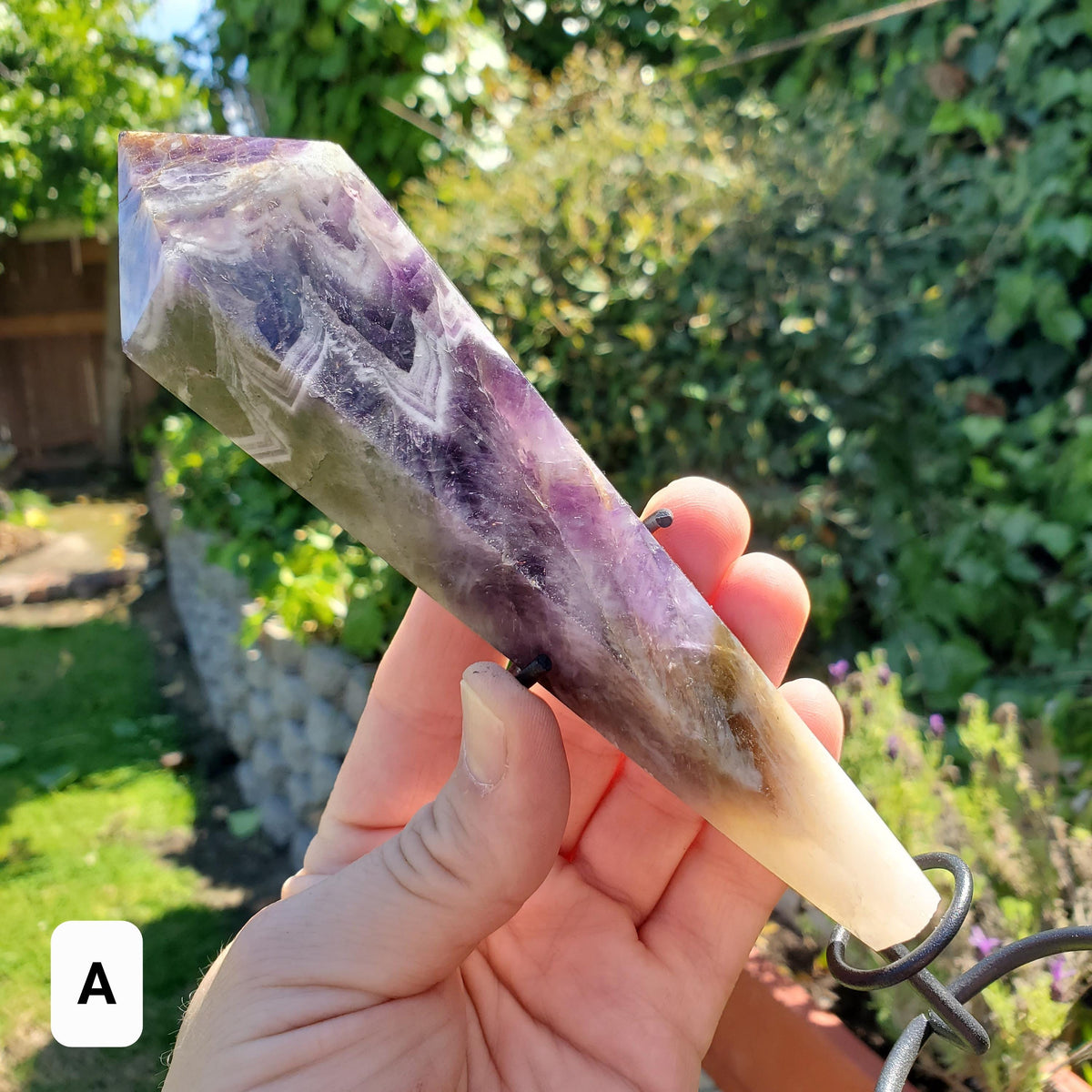 Dream Amethyst Wand with Stand - Calming, Energetic Protection, Positivity, Divine Love - Purple Amethyst Generator Crystal Healing Gemstone