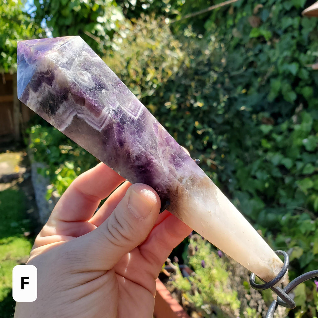 Dream Amethyst Wand with Stand - Calming, Energetic Protection, Positivity, Divine Love - Purple Amethyst Generator Crystal Healing Gemstone