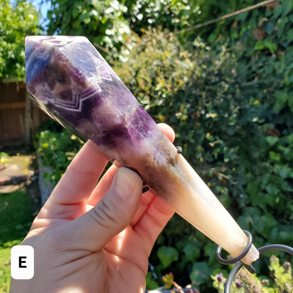Dream Amethyst Wand with Stand - Calming, Energetic Protection, Positivity, Divine Love - Purple Amethyst Generator Crystal Healing Gemstone