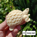Ivory Nut Turtle Carving with Feng Shui Coin Design - Prosperity, Happiness, Love, Abundance - 3" Carved Tortoise Figurine Statue Home Decor