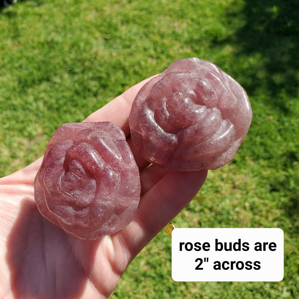 Strawberry Quartz Long Stem Rose with Silver or Gold Stem - Universal Love, Gratitude, Generosity, Compassion - 9" Long Tanzberry Flower