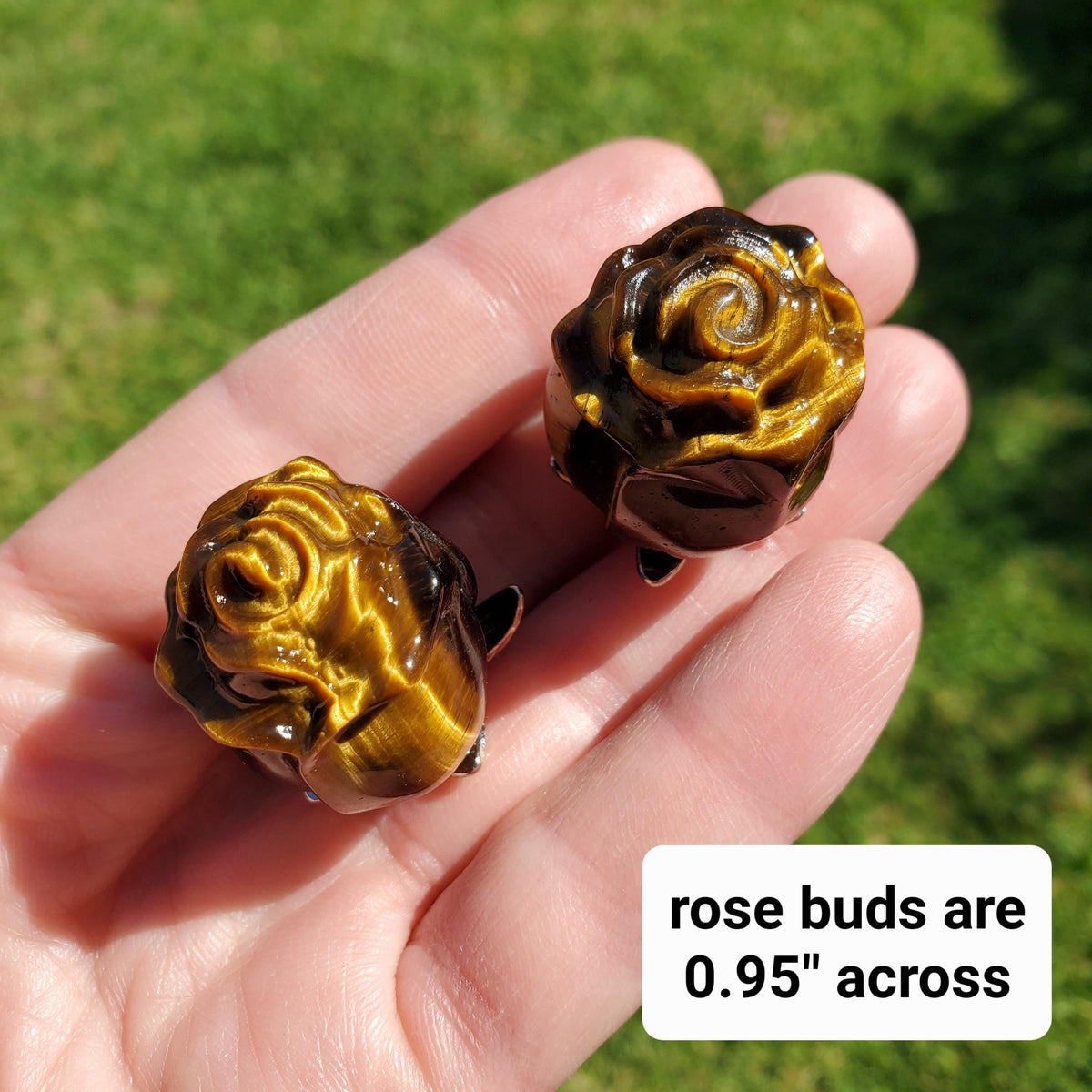 Small Flashy Tiger Eye Rose on Stem - Courage, Motivation, Confidence, Grounding, Energetic Protection - Crystal Rose Healing Gemstones