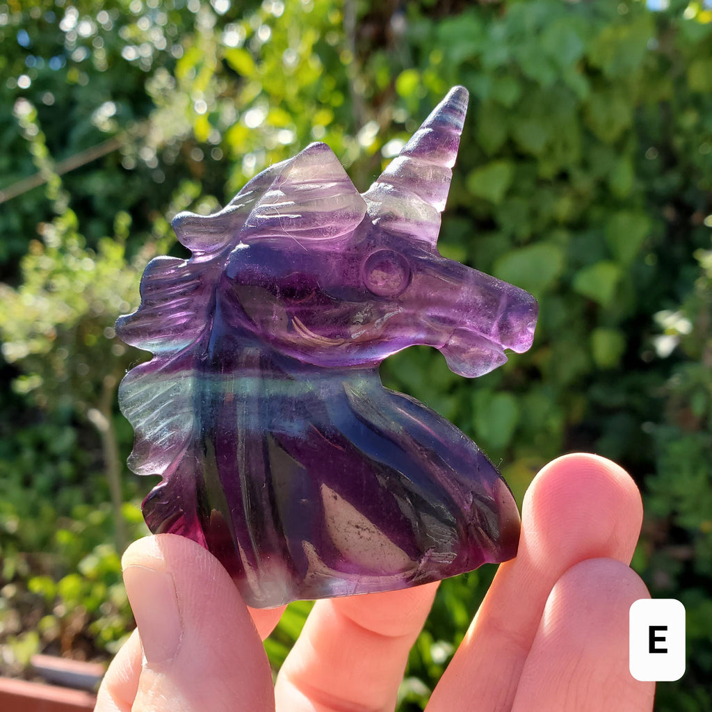 Small Rainbow Fluorite Unicorn - Stability, Concentration, Protection - Fluorite Carved Crystal Unicorn Healing Gemstones