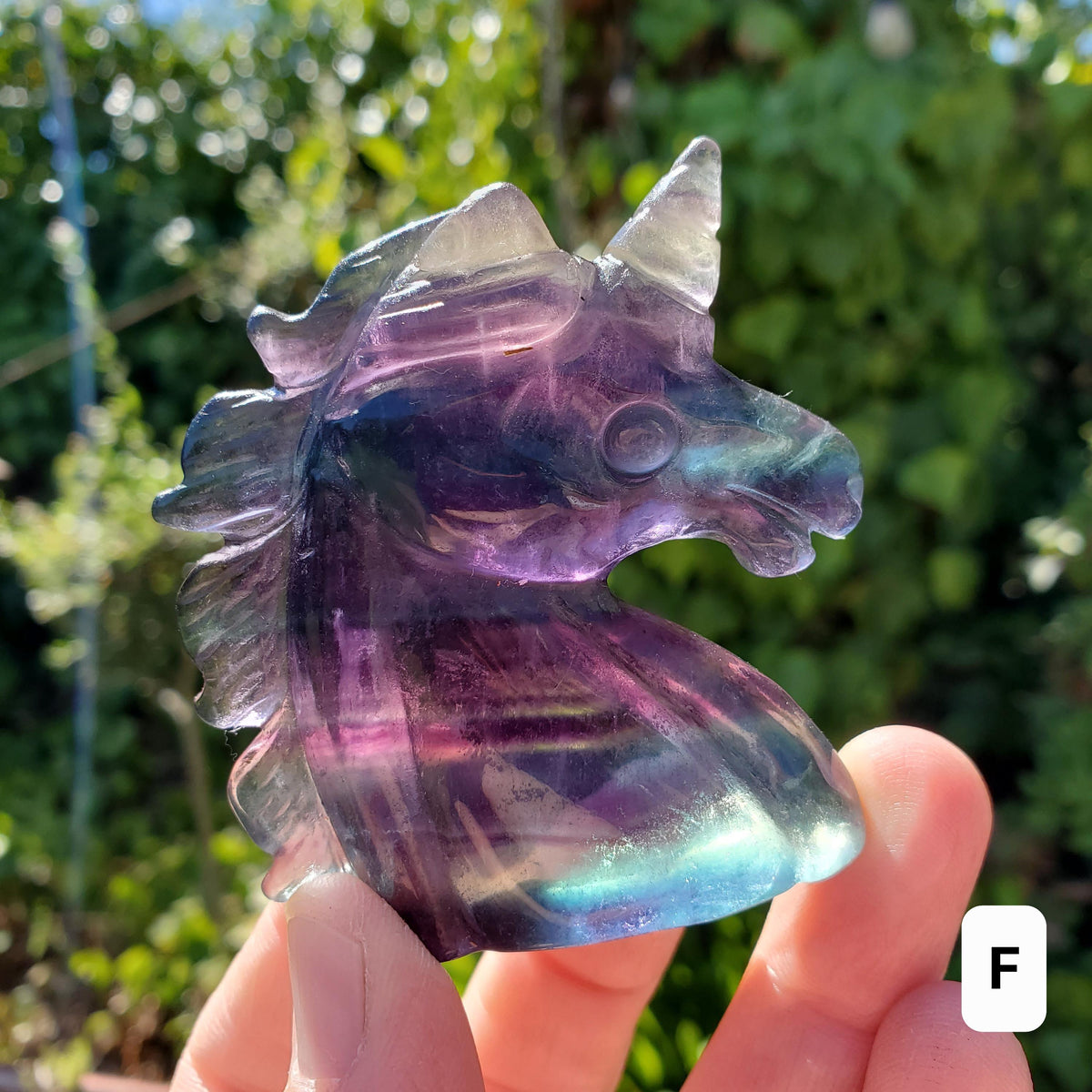 Small Rainbow Fluorite Unicorn - Stability, Concentration, Protection - Fluorite Carved Crystal Unicorn Healing Gemstones
