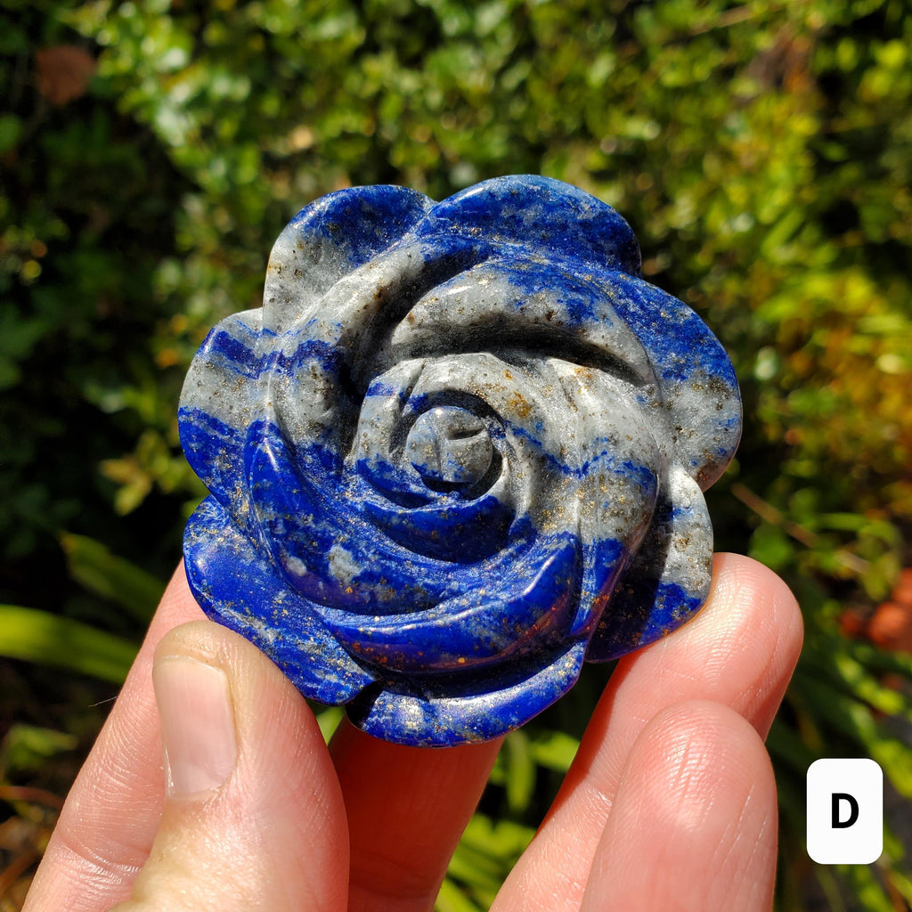 Small Lapis Lazuli Rose - Speak Your Truth, Communication, Personal Power - Lapiz Lazuli Crystal Flower Stone Healing Gemstone