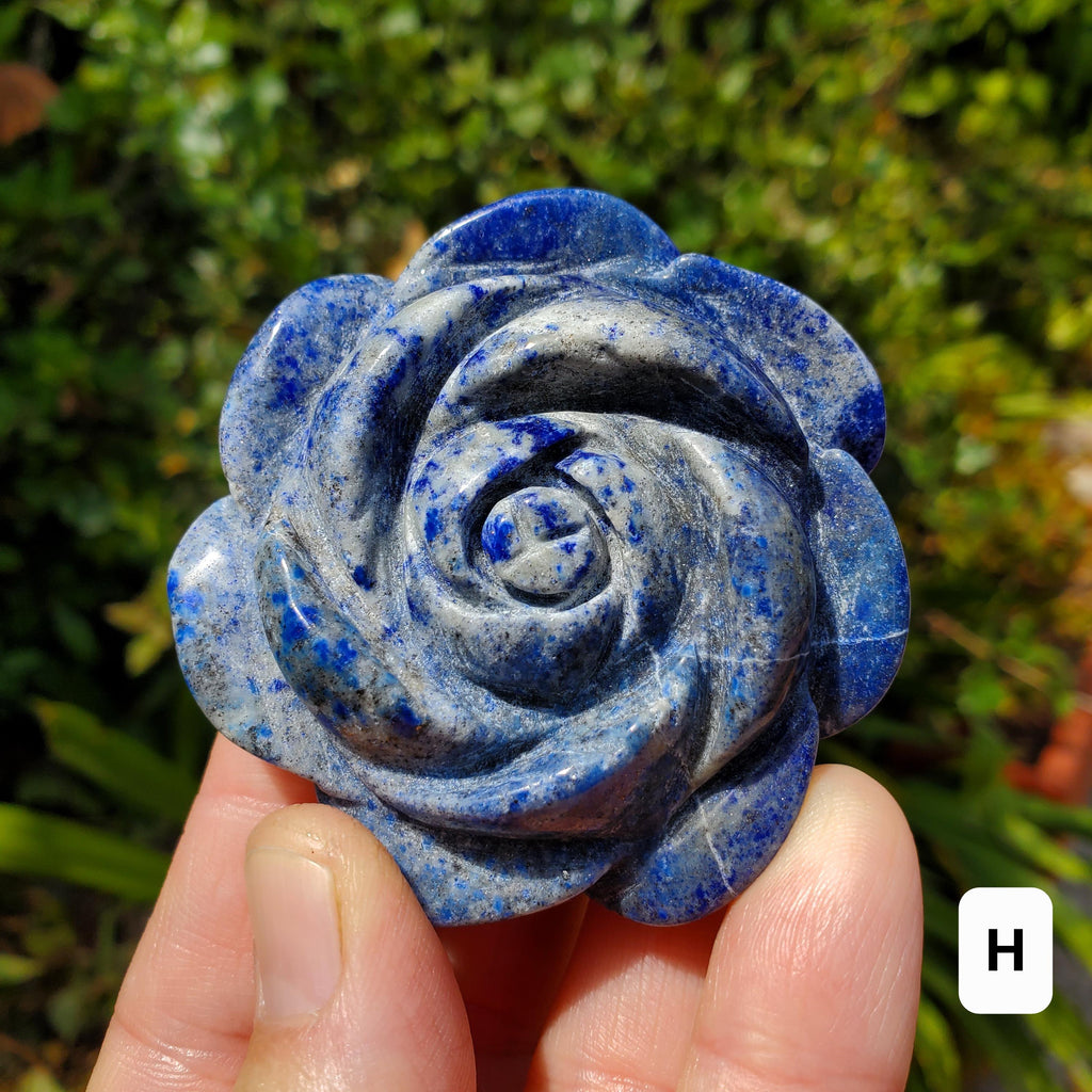 Small Lapis Lazuli Rose - Speak Your Truth, Communication, Personal Power - Lapiz Lazuli Crystal Flower Stone Healing Gemstone