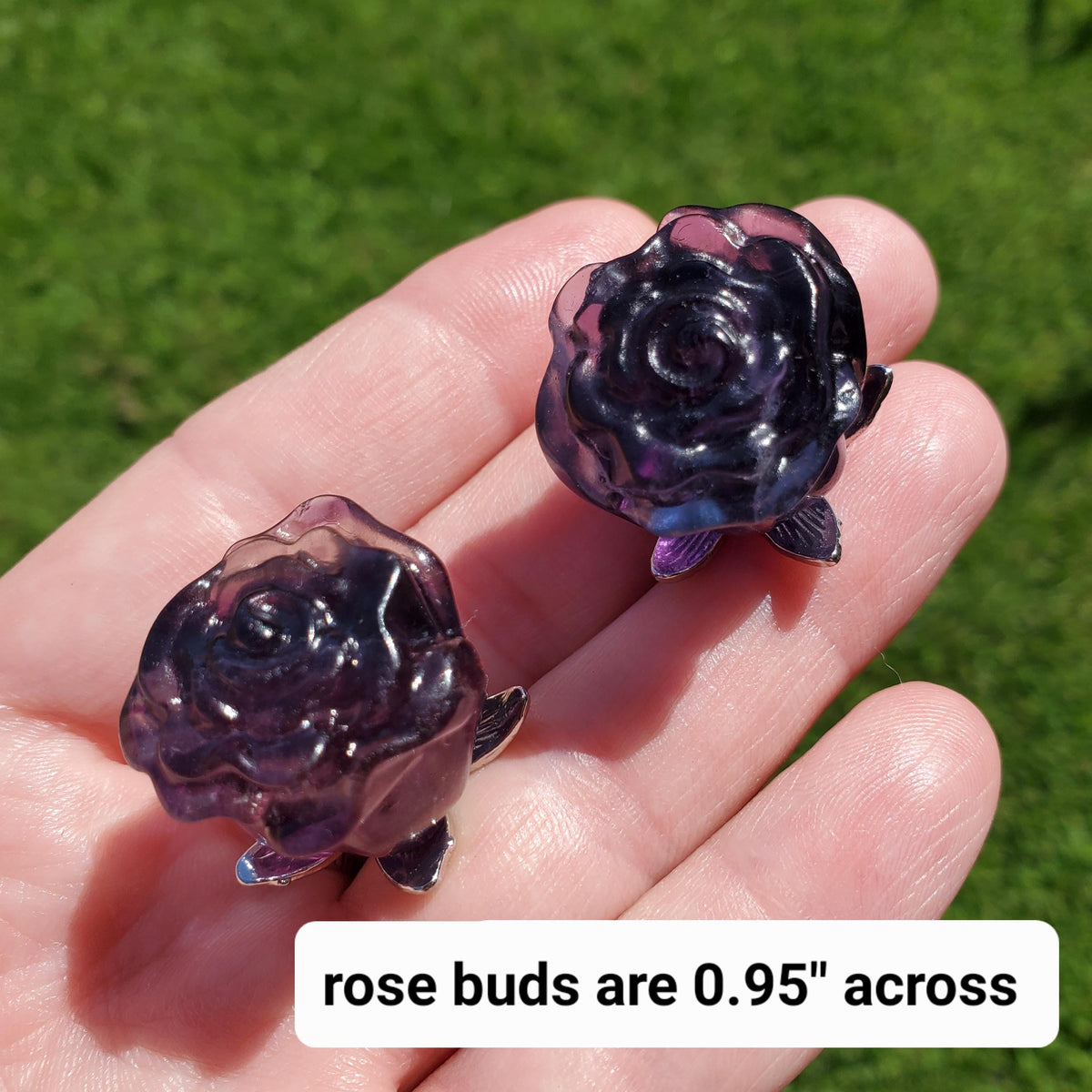 Small Rainbow Fluorite Crystal Rose on Stem - Mental Clarity, Positivity, Energetic Protection - Stone Rose Healing Crystals Gemstones