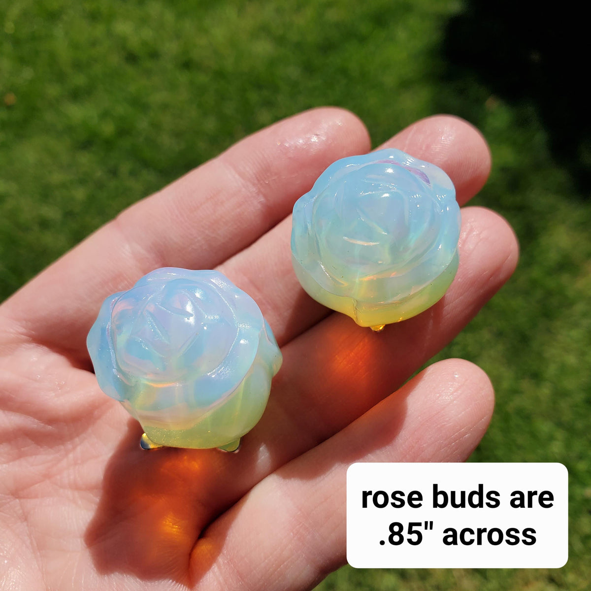 Small Opalite Rose on Stem - Confidence, Boost Inner Power, Stabilizing - Cute Crystal Rose Healing Stone Crystals Gemstone