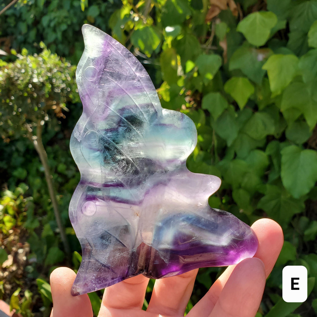 Rainbow Fluorite Fairy - Mental Concentration, Energetic Protection, Positivity - Standing Fluorite Carved Crystal Fairy Healing Gemstone