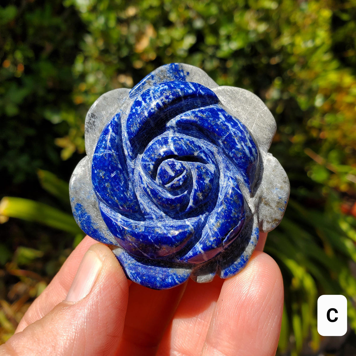 Small Lapis Lazuli Rose - Speak Your Truth, Communication, Personal Power - Lapiz Lazuli Crystal Flower Stone Healing Gemstone