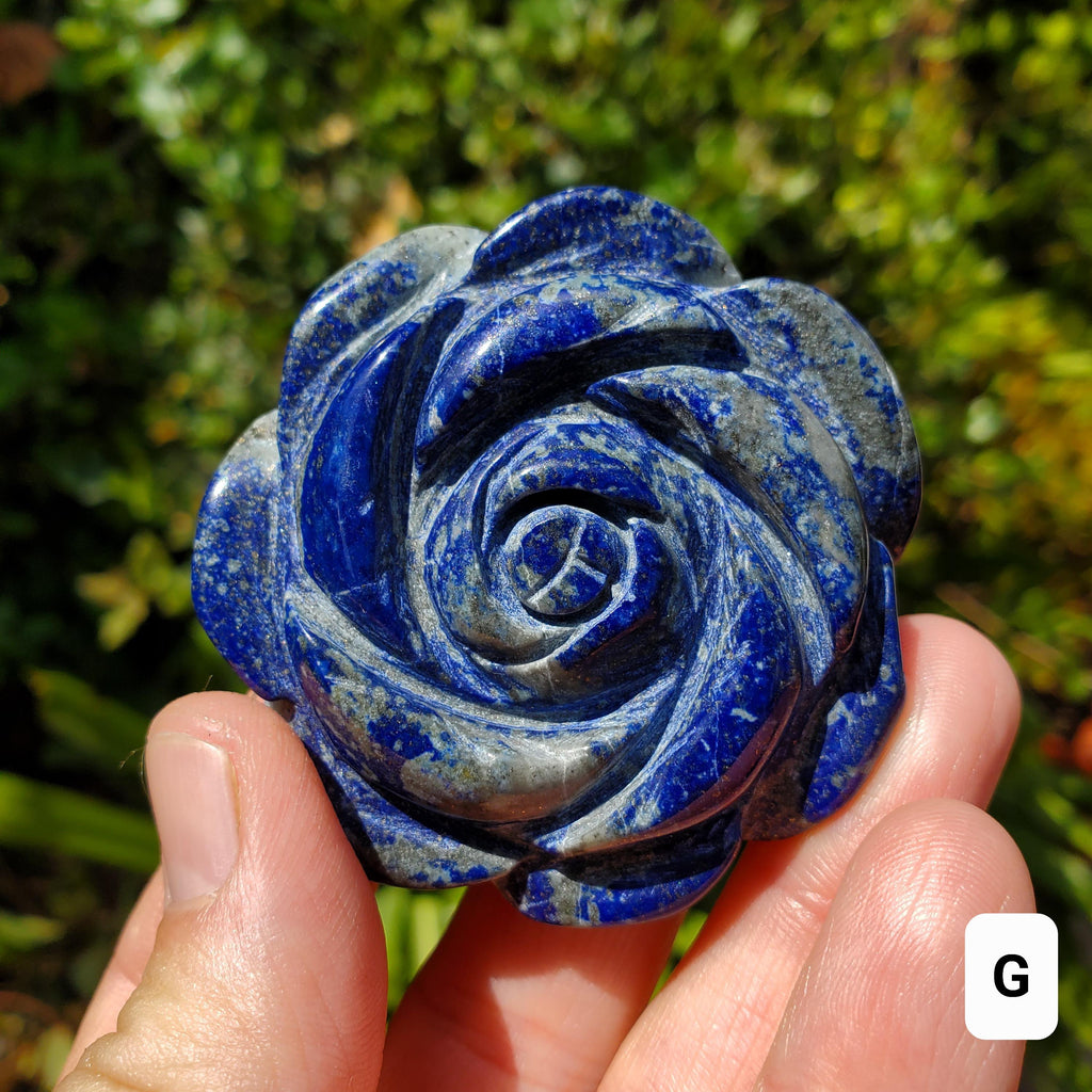 Small Lapis Lazuli Rose - Speak Your Truth, Communication, Personal Power - Lapiz Lazuli Crystal Flower Stone Healing Gemstone