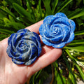 Small Lapis Lazuli Rose - Speak Your Truth, Communication, Personal Power - Lapiz Lazuli Crystal Flower Stone Healing Gemstone