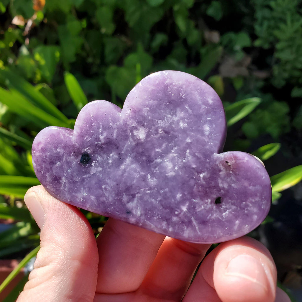 Cute Lepidolite Cloud - Helps You Through Change, Anti-Anxiety, Calming, Relaxing - Purple Cloud Carving Healing Stone Display Collection