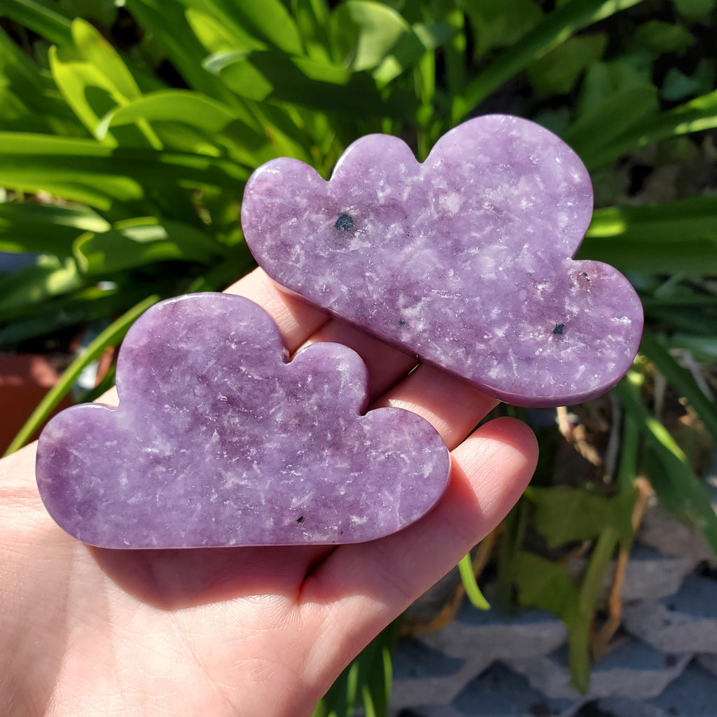 Cute Lepidolite Cloud - Helps You Through Change, Anti-Anxiety, Calming, Relaxing - Purple Cloud Carving Healing Stone Display Collection