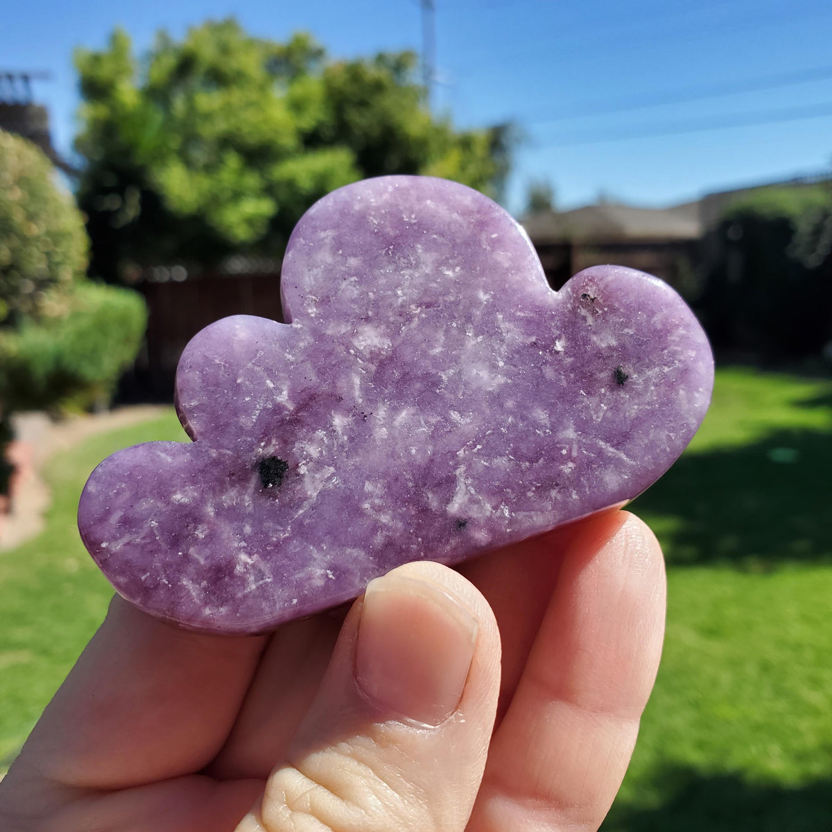 Cute Lepidolite Cloud - Helps You Through Change, Anti-Anxiety, Calming, Relaxing - Purple Cloud Carving Healing Stone Display Collection