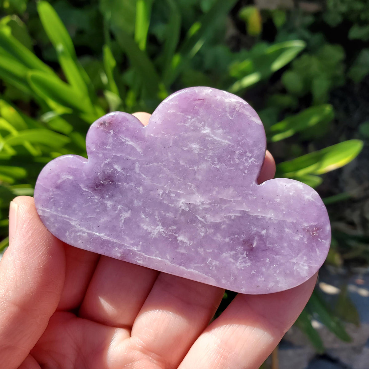 Cute Lepidolite Cloud - Helps You Through Change, Anti-Anxiety, Calming, Relaxing - Purple Cloud Carving Healing Stone Display Collection