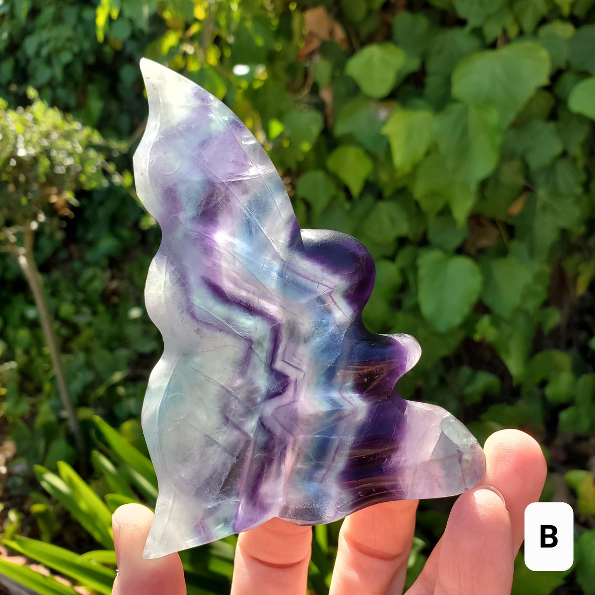 Rainbow Fluorite Fairy - Mental Concentration, Energetic Protection, Positivity - Standing Fluorite Carved Crystal Fairy Healing Gemstone