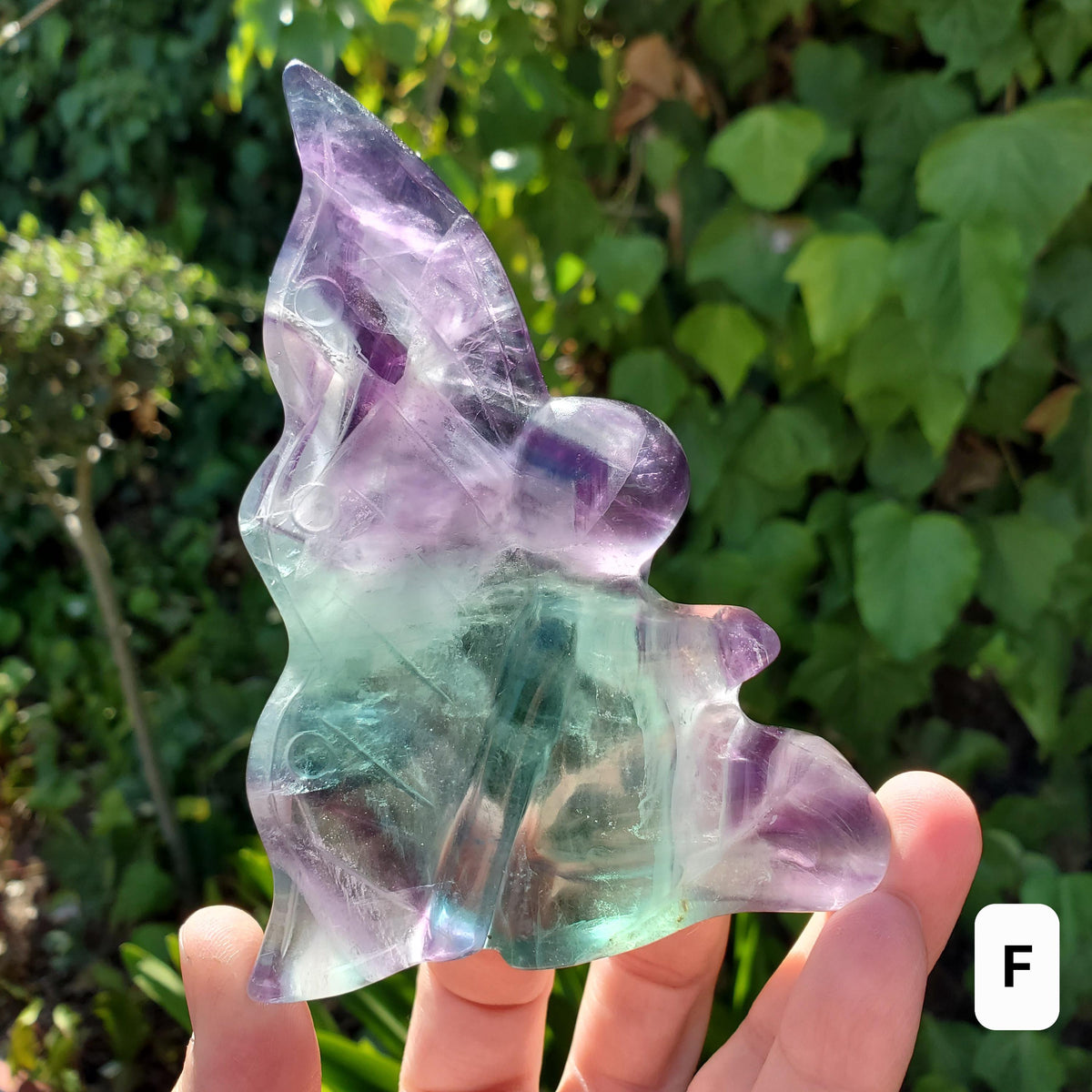 Rainbow Fluorite Fairy - Mental Concentration, Energetic Protection, Positivity - Standing Fluorite Carved Crystal Fairy Healing Gemstone