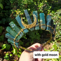 Moss Agate Crown with Moon Phase - Grounding, Reflection, New Beginnings - Green Goddess Crystal Moon Healing Crystal Gemstone Headpiece